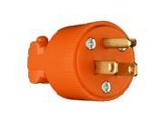 15 Amp 125 Volt Three Wire Plug Easy To Install Light Duty Use Orange 6867OCC10