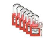 Brady 51339 Red Lockout Padlock Different Key Type Master Keyed No Thermoplastic Body Material
