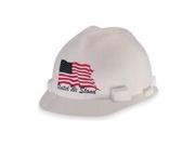 Hard Hat Front Brim Slotted 4 pt. Ratchet US Flag White