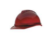 Hard Hat Front Brim Slotted 4 pt. Ratchet Red