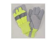 Leather Palm Gloves Hi Vis Lime XL PR