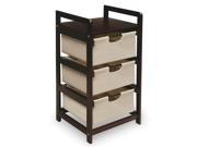 Badger Basket Espresso Finish Three Drawer Hamper Storage Unit Canvas 11700