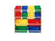 Teamson Toy Organizing Shelf with 4 Large and 8 Small Plastic Bins