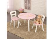 KidKraft Round Table and 2 Chair Set, White/Pink