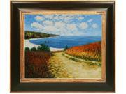 Monet Paintings Meadow Road to Pourville 1882 with Opulent Frame Dark Stained Wood with Gold Trim Hand Painted Framed Canvas Art