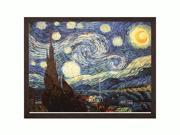 Art Reproduction Oil Painting Van Gogh Paintings Starry Night with Grazed Ebony Distressed Black Finish 40 X 52 Hand Painted Framed Canvas Art