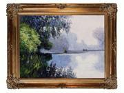 Art Reproduction Oil Painting Monet Paintings Morning on the Seine near Giverny with Renaissance Bronze Frame Bronze Finish 40 X 50 Hand Painted Fram