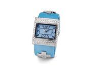 Ladies Silver Tone Blue Quartz Fashion Wristwatch