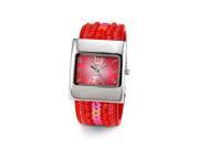 Ladies Red Sequin Silver Tone Bracelet Quartz Watch