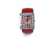 New Women s Red Band Mother of Pearl CZ Bangle Watch