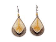 Gold Tan White Swirl Gold Tone Fashion Dangle Earrings