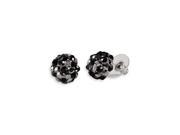 Black Grey Round Cluster Silver Tone Stud Earrings