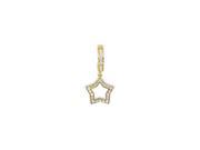 14k Yellow Gold CZ Dangle Star Hoop Belly Button Ring