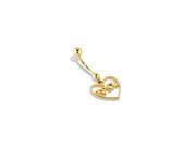 14k Yellow Gold Heart I Love You Belly Button Ring