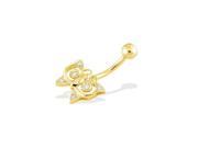 14k Yellow Gold Butterfly CZ Stone Designer Belly Ring