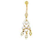 14k Yellow Gold Triangle CZ Dangle Charms Belly Ring