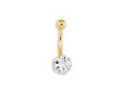 New 14g Round CZ 14k Yellow Gold Belly Button Ring