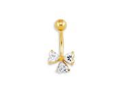 New 14g CZ 14k Yellow Gold Belly Button Heart Ring