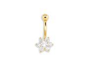 New 14g CZ Flower 14k Yellow Gold Belly Button Ring