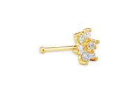 New 14k Yellow Gold White CZ 20 Gauge Flower Nose Ring