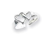 925 Sterling Silver Open Cutout Double Heart Toe Ring