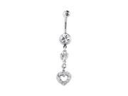 Round Heart White CZ Charms Dangle Belly Button Ring