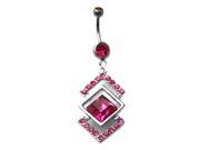 Pink CZ Triangle Trio Dangling Belly Button Navel Ring