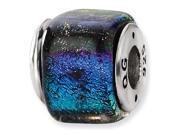 925 Sterling Silver Square Rainbow Dichroic Glass Bead