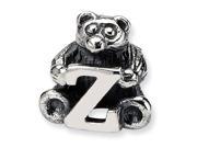 925 Sterling Silver Kids Bear Letter Z Alphabet Bead
