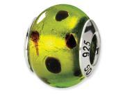 925 Silver Green Black Dots Murano Glass Charm Bead
