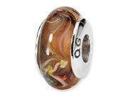 925 Sterling Silver Hand Blown Glass Brown Charm Bead
