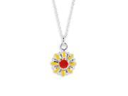 New Sterling Silver Red Yellow Flower Pendant Necklace