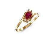 Women’s Red Oval Round White CZ 14k Yellow Gold Ring
