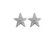 Womens Fashion White CZ Diamond Big Star Silver Stud Earrings