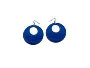 Womens Fashion Blue Enamel Circle Cut Out Dangling Earrings