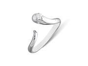 .925 Sterling Silver White Diamond CZ Stone Snake Adjustable Toe Ring
