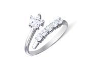 .925 Sterling Silver Round Channel White Diamond CZ Stone Star Adjustable Toe Ring
