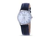 Mens Round White Dial Black Leather Strap Band Classic Watch