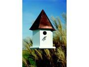 Heartwood Copper Songbird Deluxe Birdhouse White with Brown Patina Roof