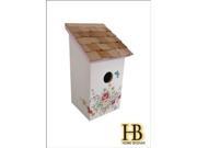 Home Bazaar Printed Salt Box Birdhouse Pastel Bouquet Cream Background