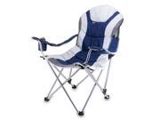 Picnic Time Reclining Camp Chair Navy and Gray