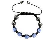 Light Blue Crystals on Black String Adjustable Bracelet