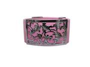 Metro Jewelry Stainless Steel Cut Out Pink Leather Cuff Bracelet