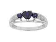 Metro Jewelry Women s Sterling Silver Ring with Created Sapphire and Diamond Size 6
