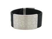 Metro Jewelry Stainless Steel And Black Leather Bracelet