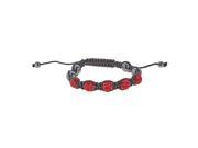 Neon Red Crystals on Black String Adjustable Bracelet