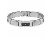 Metro Jewelry Stainless Steel Bracelet Carbon and 1 10 CTTW Diamonds