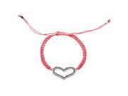 Pink Cord Adjustable Bracelet with Crystals Heart Charm