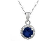 1.0 CT Round 6MM Blue Sapphire and White Topaz Sterling Silver Pendant