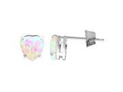 .80 CT Heart 6MM Simulated White Opal 925 Sterling Silver Stud Earrings